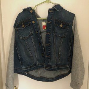 Cropped Denim Jacket with Hood 1X